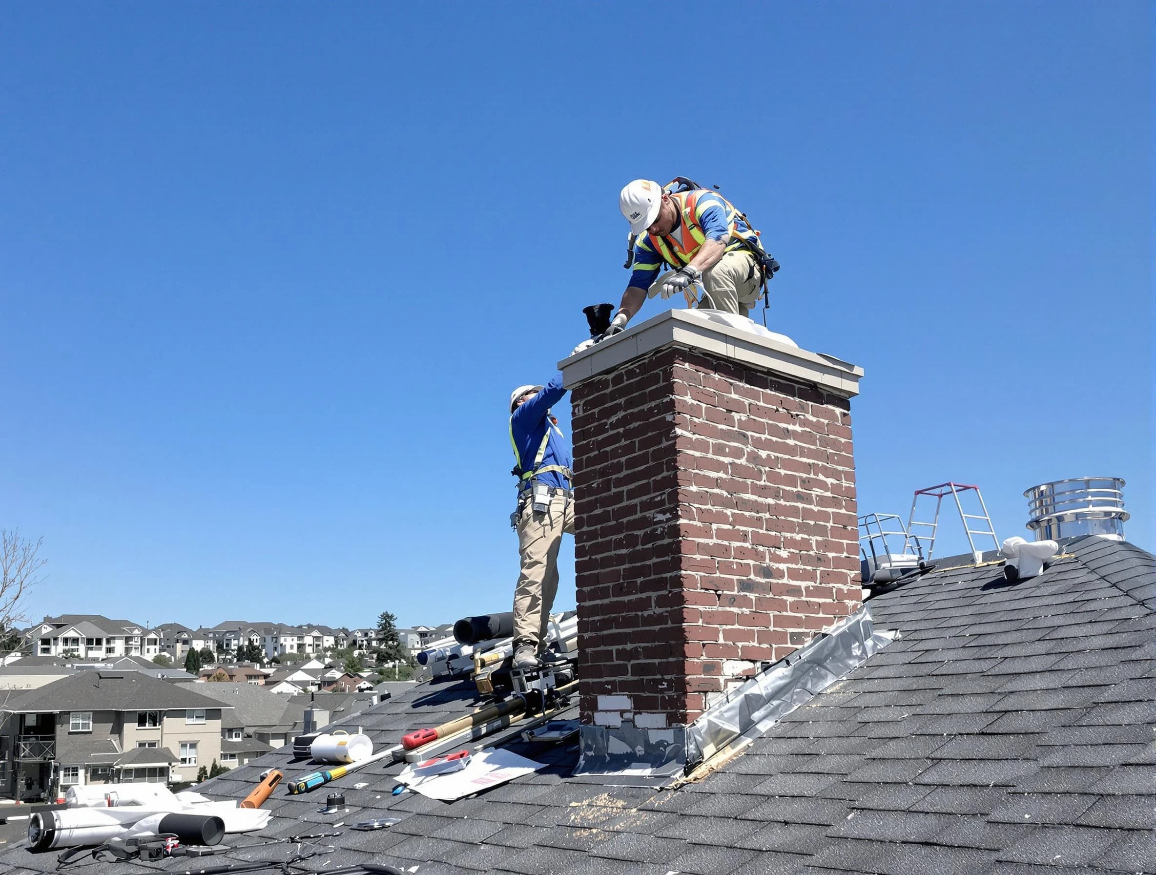 Manchester Chimney Sweep repairing a chimney crown in Manchester, NJ