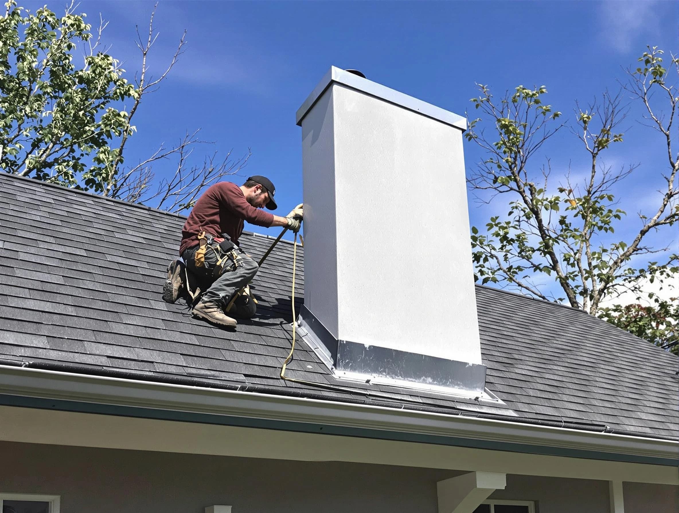 Manchester Chimney Sweep team member finishing chimney construction in Manchester, NJ