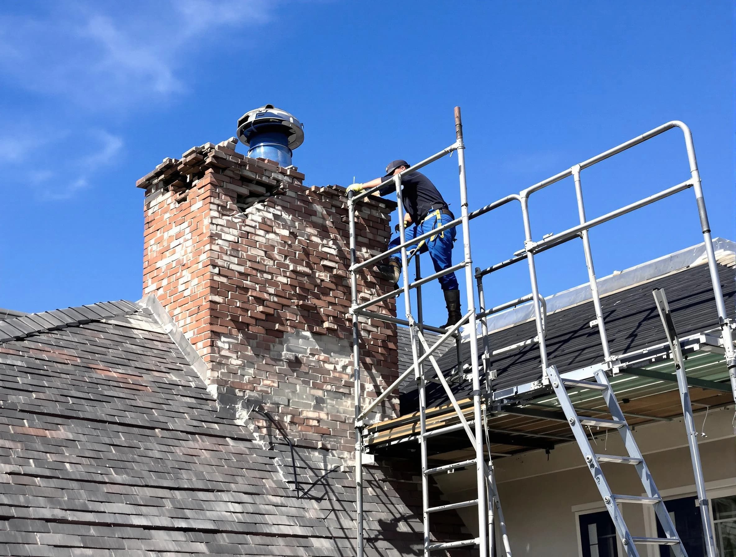 Rebuilding a chimney structure by Manchester Chimney Sweep in Manchester, NJ