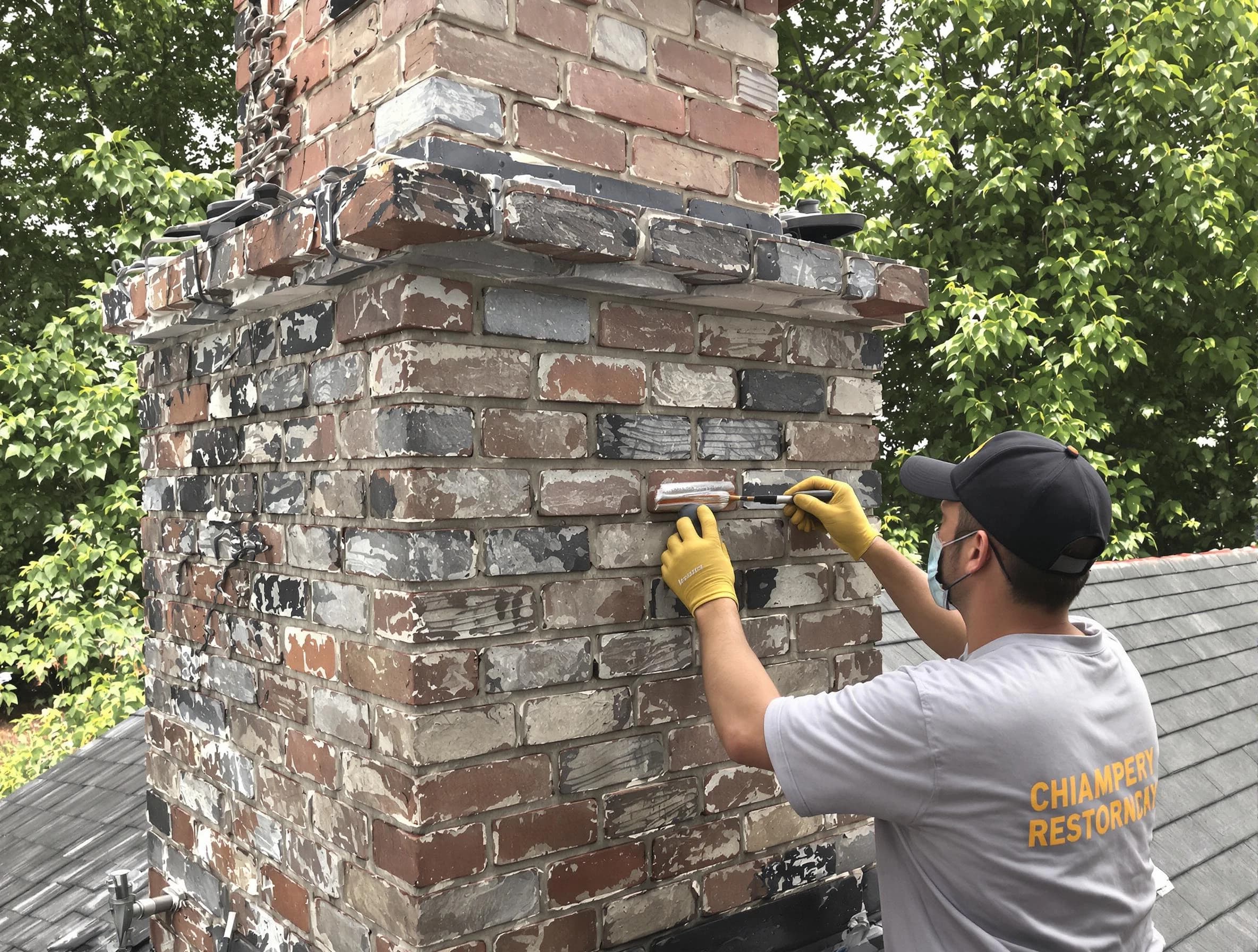 In-progress chimney restoration by Manchester Chimney Sweep in Manchester, NJ