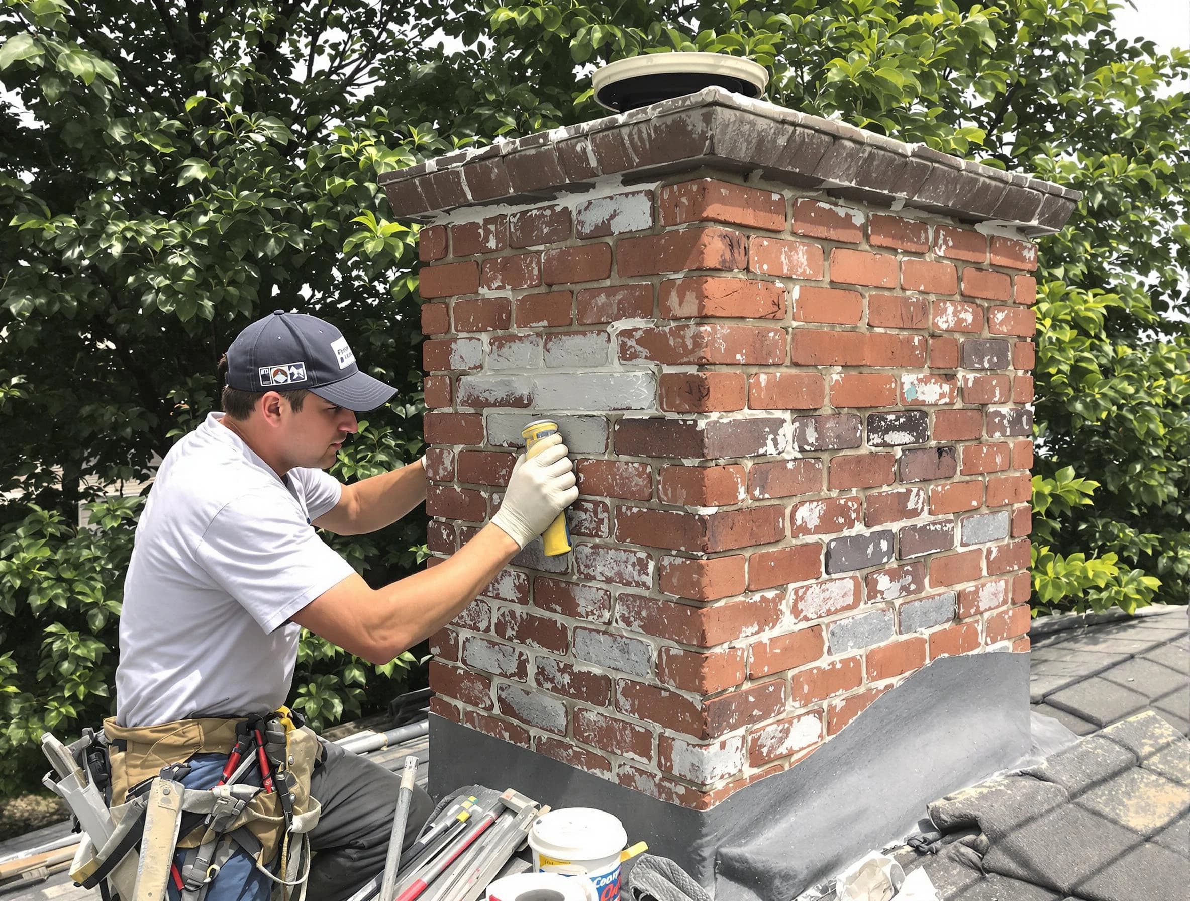 Manchester Chimney Sweep restoring an aging chimney in Manchester, NJ