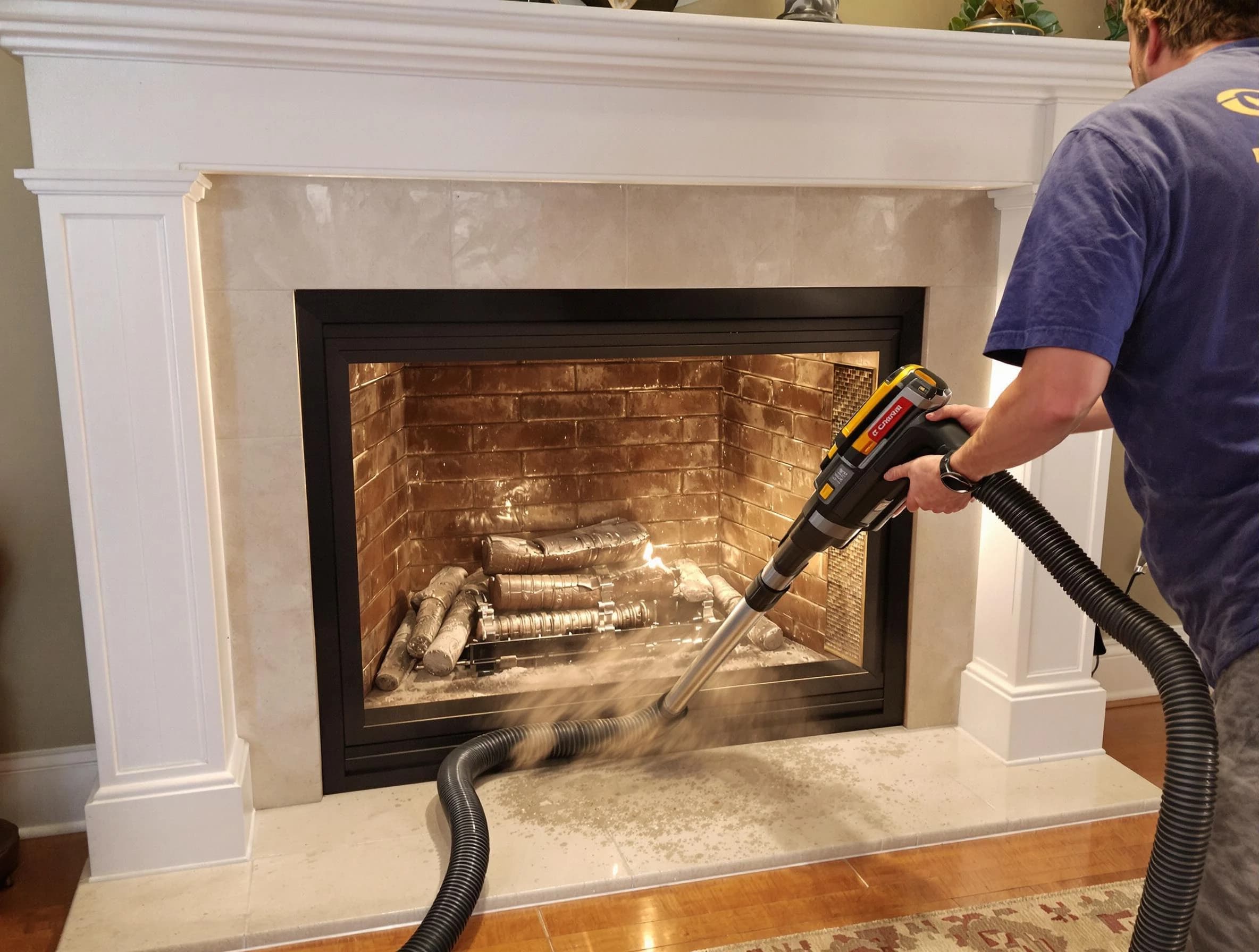 Fireplace cleaning performed by Manchester Chimney Sweep in Manchester, NJ