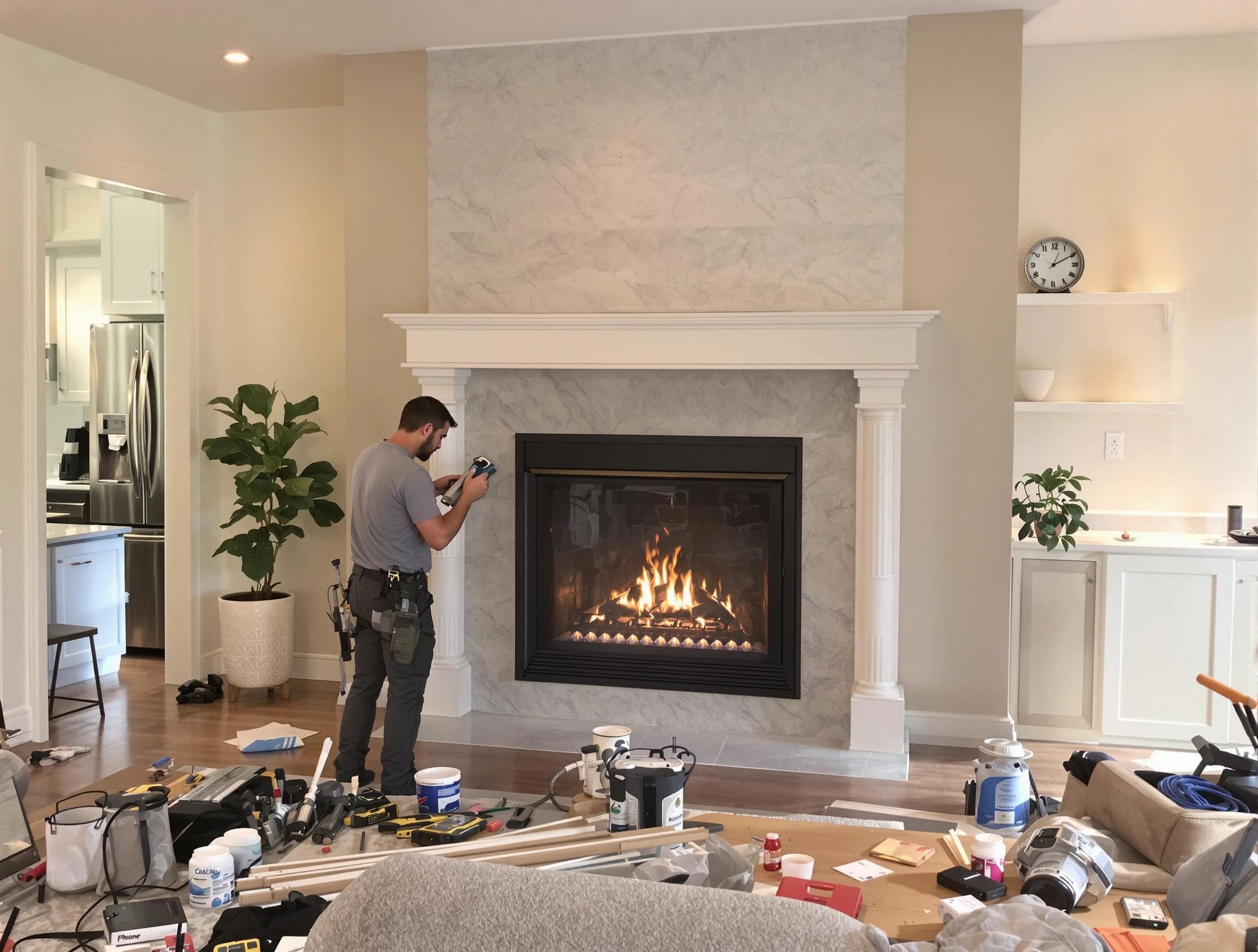 Newly installed fireplace by Manchester Chimney Sweep in Manchester, NJ